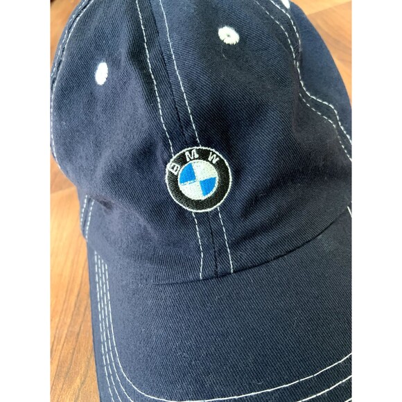 BMW USA Olympics Hat Baseball Cap Adjustable Strap Back Navy Blue Adult EUC - Picture 6 of 6